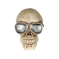 Calavera decorativa de piedra con gafas de 9 cm