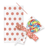 Bolsas para dulces transparentes con topos rosa dorado de 10,2 x 18 cm - Creative Party - 20 unidades