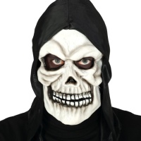 Máscara de esqueleto con capucha negra