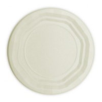 Platos de 20,5 cm redondos de poliestireno color crema - 50 unidades