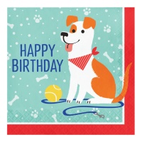 Servilletas de Perros Happy Birthday de 16,5 x 16,5 cm - 16 unidades