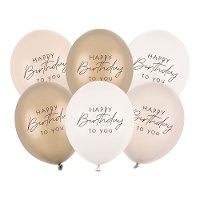 Globos de látex mix de Happy Birthday de 30 cm - 6 unidades