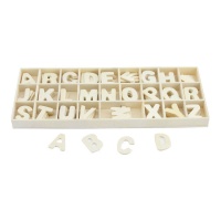 Caja de letras de madera natural de 21 cm - 130 unidades