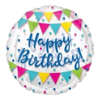 Globo circular de feliz cumpleaños con confetti de 71 cm - Anagram