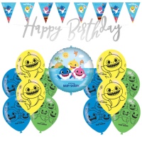 Pack de decoración para fiesta de Baby Shark - 15 piezas