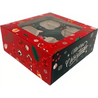 Caja para 4 cupcakes de Navidad Merry Christmas