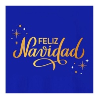 Servilletas de Feliz Navidad azul noche de 16,5 x 16,5 cm - 30 unidades