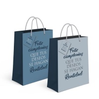 Bolsa de regalo azul de cumpleaños con mensaje de 32 x 26 x 10 cm - 1 unidad