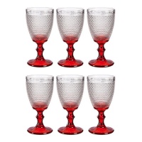 Copa de 330 ml para vino con puntos y base roja - 6 unidades