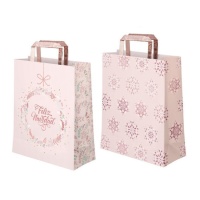 Bolsa de regalo de Navidad rosa de 42 x 30 x 10 cm surtida - 1 unidad