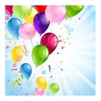 Servilletas de fiesta con globos multicolor de 16,5 x 16,5 cm - 20 unidades