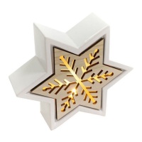 Adorno de estrella con copo de nieve y led de 13,6 x 11,8 x 5,7 cm