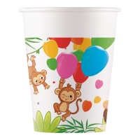 Vasos de animales selva party de 200 ml - 8 unidades