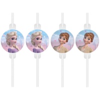 Pajitas de Frozen lila de 22 cm - 4 unidades