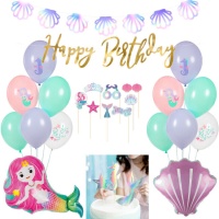 Pack decorativo para fiesta de sirena - 27 piezas