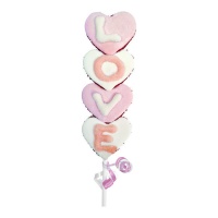 Brocheta de nube de corazón Love blanca y rosa de 40 gr