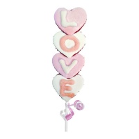 Brocheta de nube de corazón Love blanca y rosa de 40 gr