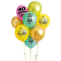 Globos de látex surtidos de Felices 40 de 30 cm - 10 unidades