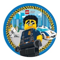 Platos de Lego Policía de 23 cm - 8 unidades