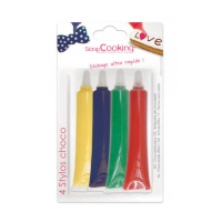 Set de bolígrafos  sabor chocolate para decorar de colores primarios de 25 gr - Scrapcooking - 4 unidades
