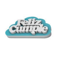 Figura de corcho Feliz cumple con nube azul de 22 x 40 cm