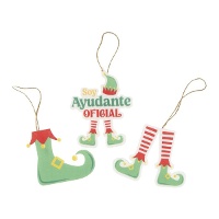 Colgantes de Elfo ayudante navideño de fieltro - 3 unidades