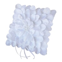 Cojín para alianzas de pétalos blancos de 20 x 20 cm