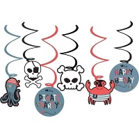 Colgantes decorativos de Calavera Pirata - 6 unidades