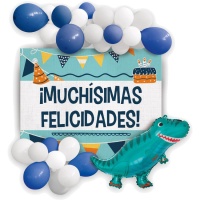 Kit de globos y cartel de Dinosauiros - Eurofiestas