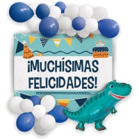 Kit de globos y cartel de Dinosaurios - 31 piezas