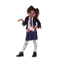 Disfraz de uniforme estudiante zombie para niña