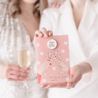 Tarjeta de felicitación para amigas de la novia con pin