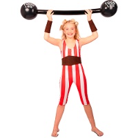 Disfraz de forzudo rojo y blanco para niña