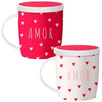 Taza de 350 ml Amor con corazones con filtro - 1 unidad