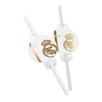 Pajitas de Real Madrid escudo dorado - 6 unidades