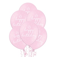 Globos de látex rosa Happy Birthday de 30 cm - PartyDeco - 50 unidades