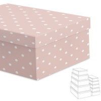 Caja rectangular rosa con topos - 15 unidades