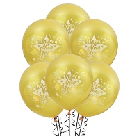 Globos de látex de Happy New Year dorados - 10 unidades