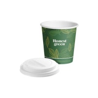 Vaso de 120 ml de cartón (PE) verde con tapa - Honest Green - 25 unidades
