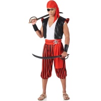 Disfraz de pirata con pantalón a rayas para hombre