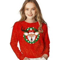 Jersey de Navidad de reno con glitter infantil