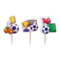 Velas de fútbol con jugadas - 3 unidades