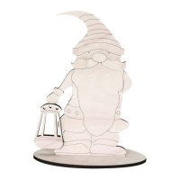 Figura de madera de gnomo con farol de 15 x 12 cm - Artis decor