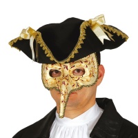 Antifaz veneciano decorado con nariz puntiaguda