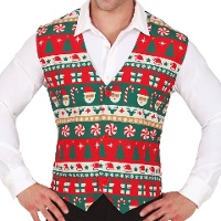 Chaleco navideño de bastón de caramelo