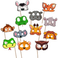 Kit para photocall de máscaras de animales - 12 unidades