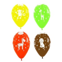 Globos de látex de animales de la Selva de 30 cm - Sempertex - 12 unidades