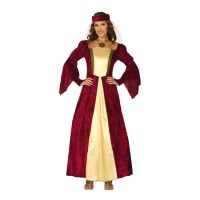 Disfraz de cortesana medieval con velo para mujer