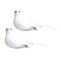 Set de pájaros blancos medianos con pinza - 2 unidades