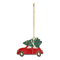 Colgante metálico de coche con árbol de Navidad de 9 x 6,5 cm